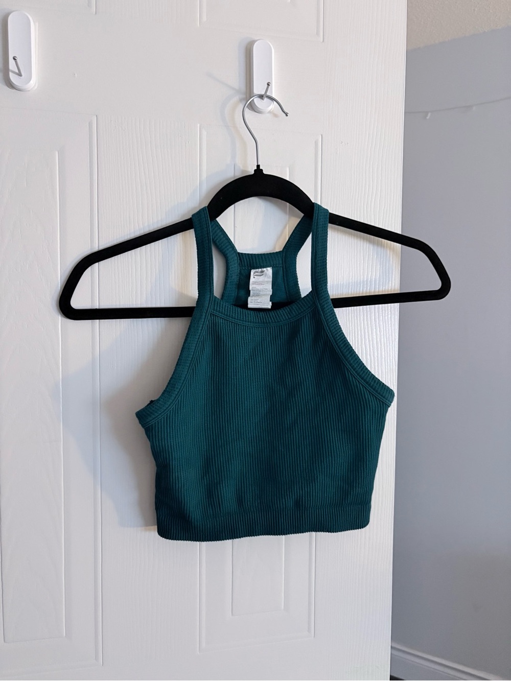 Teal Ribbed Racerback Crop Top - Picture 2 of 2